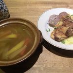 ボタン - ランチ「イノシシソーセージと若鶏のクスクス。スープ付き」
