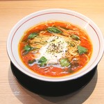 拉麺開花 - 料理写真:大好評の「トマトクリームラーメン」は、リゾット風の〆まで美味しい1杯です☆