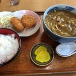 めん処 三平うどん - カレーうどん定食！コロッケはミートとカニのペア！