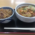 前沢サービスエリア（下り線）スナックコーナー - かき揚げうどんミニ牛すき丼セット 780円