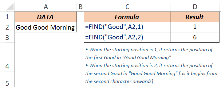 Excel FIND Function - Example 3