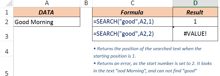 Excel Search Function - Example 2