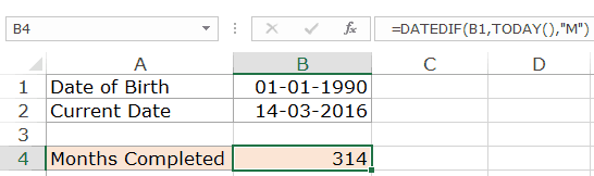 Excel DATEDIF Function - calculating number of months