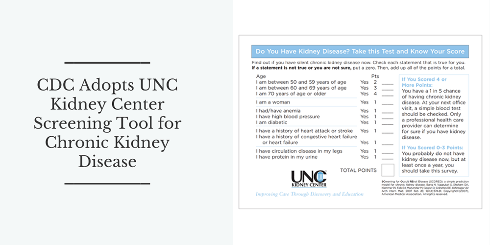 CDC Adopts UNC Kidney Center Screening Tool for Chronic Kidney Disease