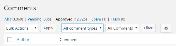 refback comment types dropdown