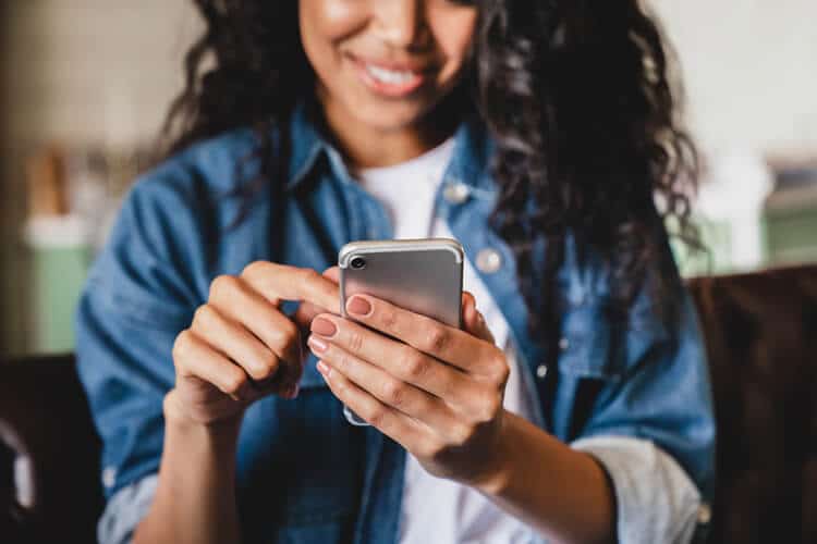 Person holds phone