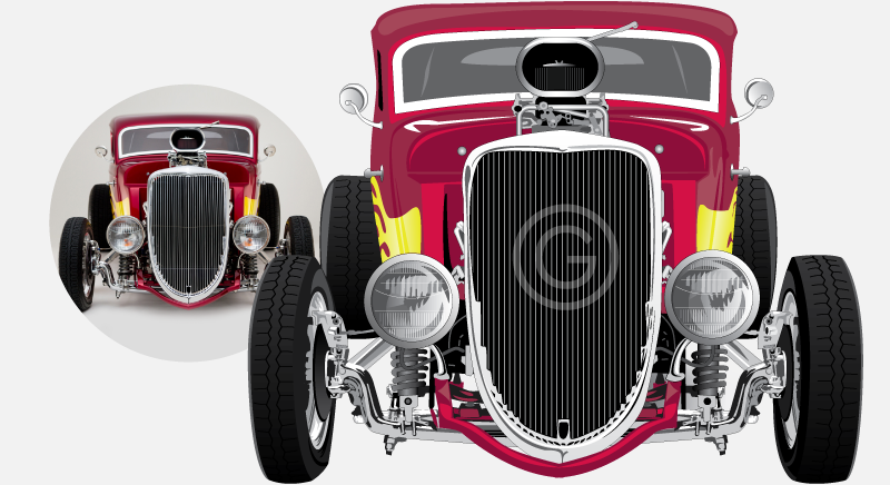 Vector conversion from photo to vector drawing of a car