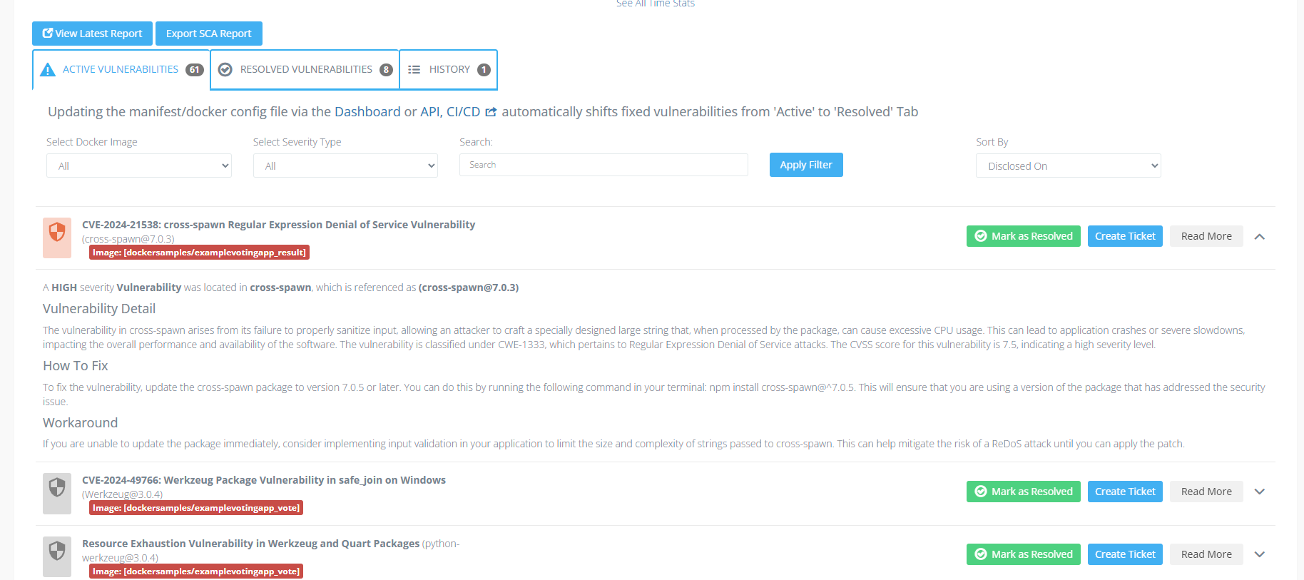 Docker SCA Dashboard