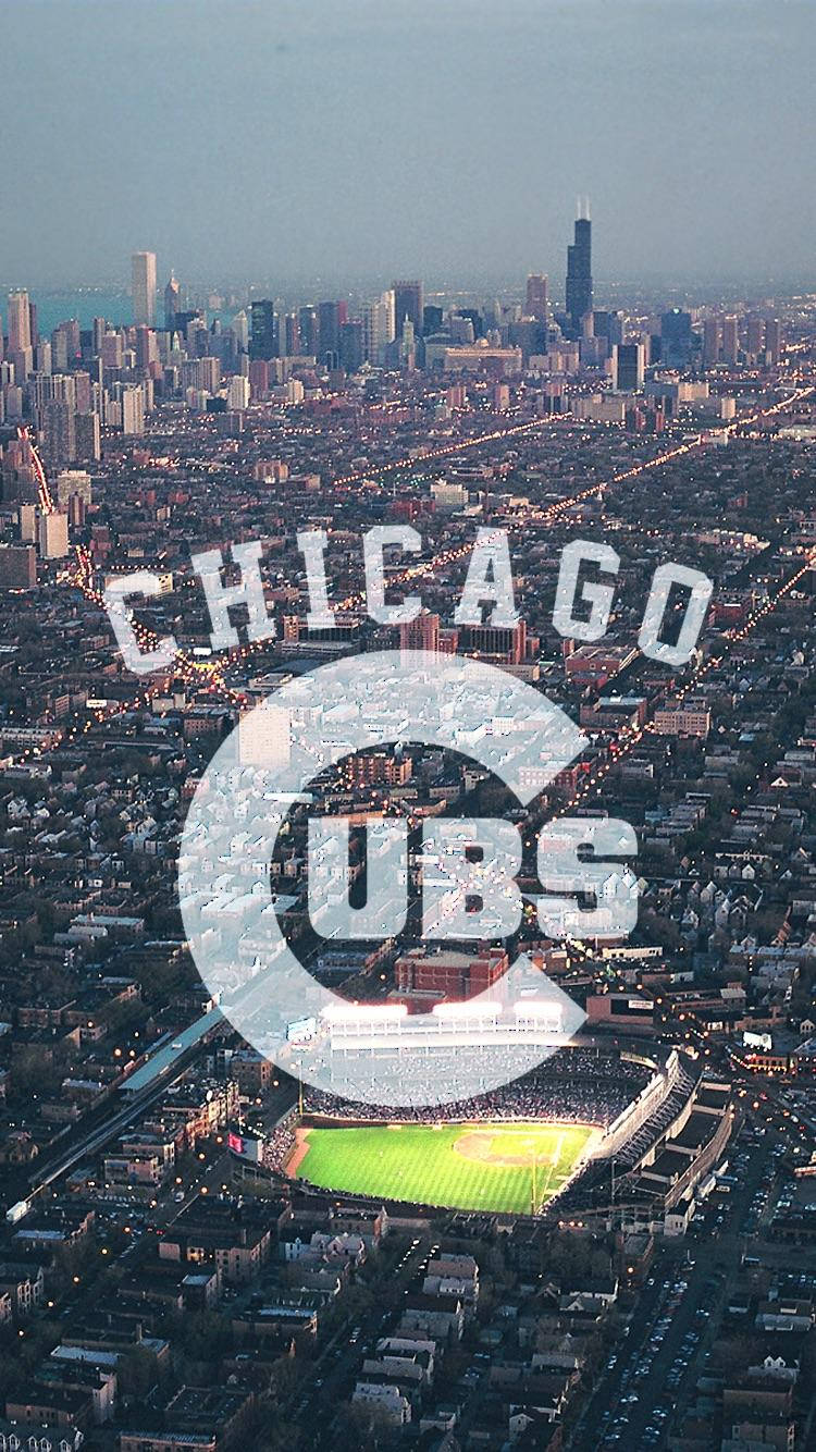 Chicago Cubs-logo På Byudsigt Wallpaper