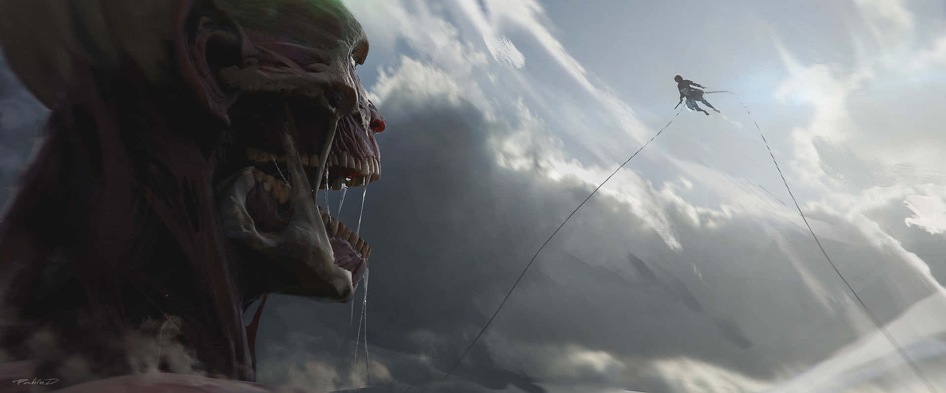 Titan Colossal Contre Eren Yeager Fond d'écran