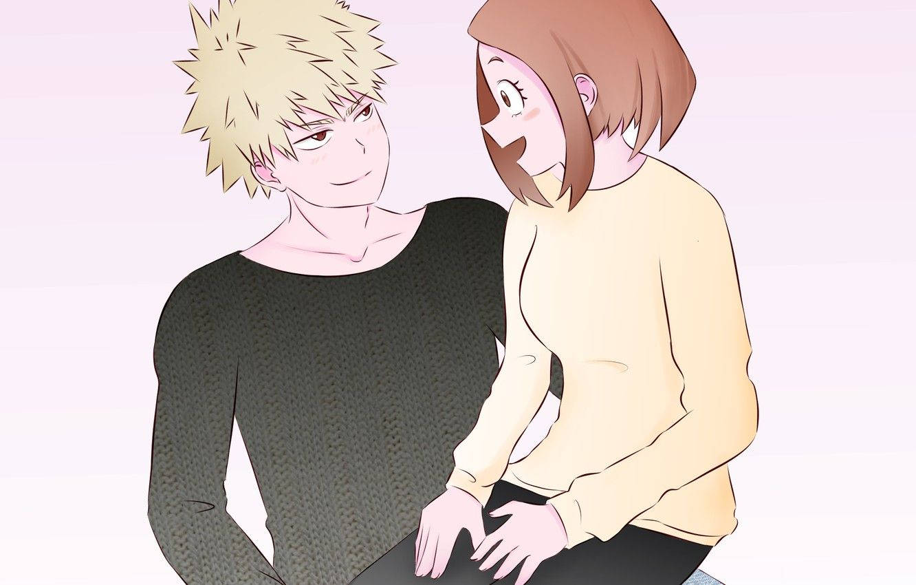 Lindobakugo Y Ochako Mirando Juntos. Fondo de pantalla