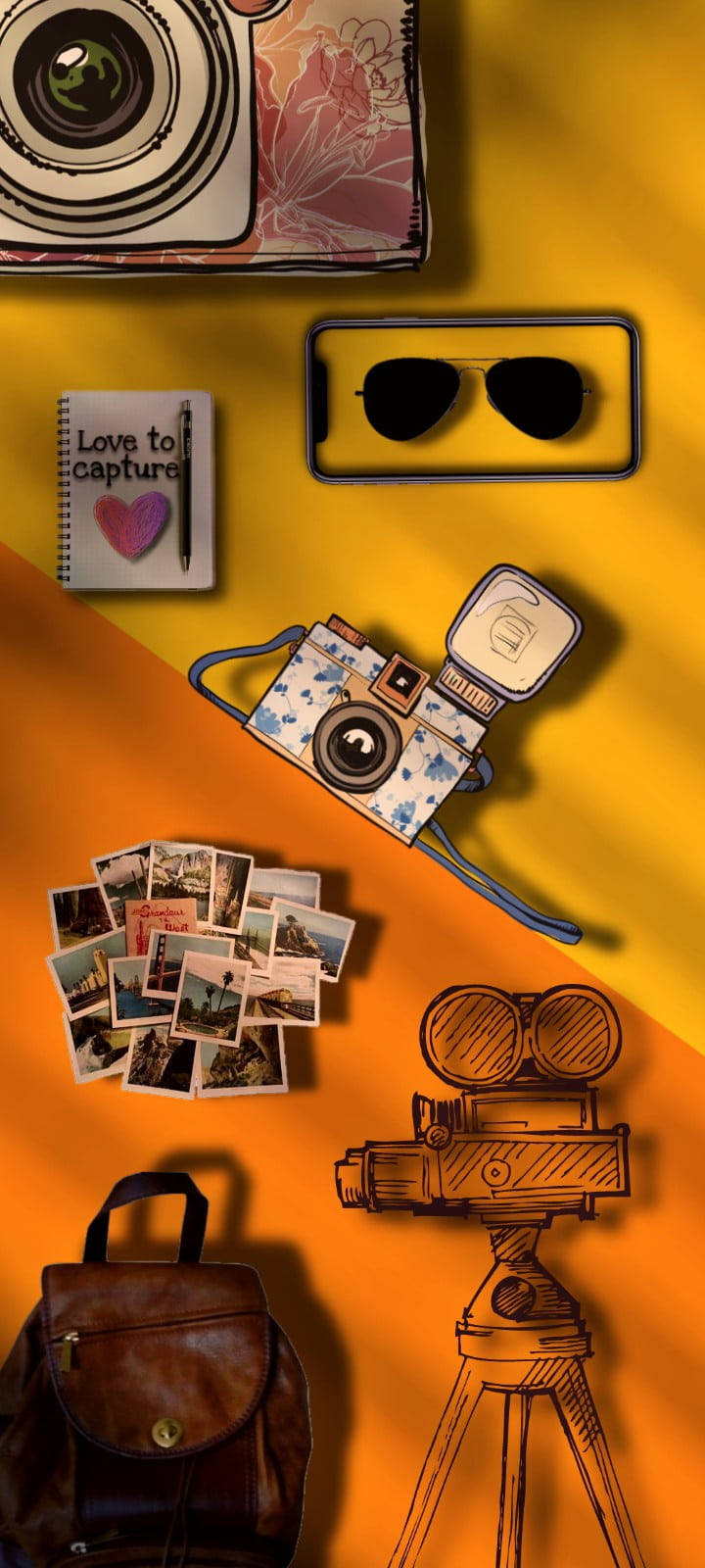 Dslr-kamera Esteettinen Doodle Taustakuva