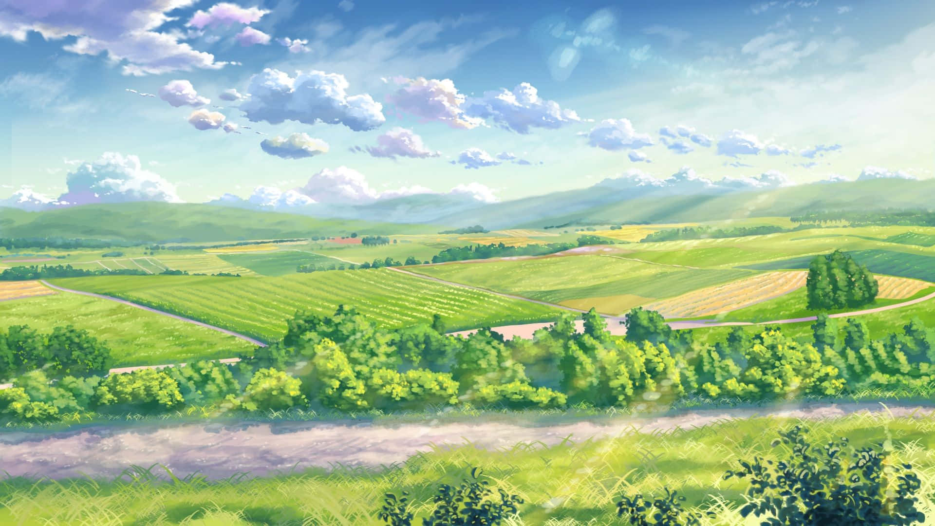Paysage Scénique Anime Vert Fond d'écran