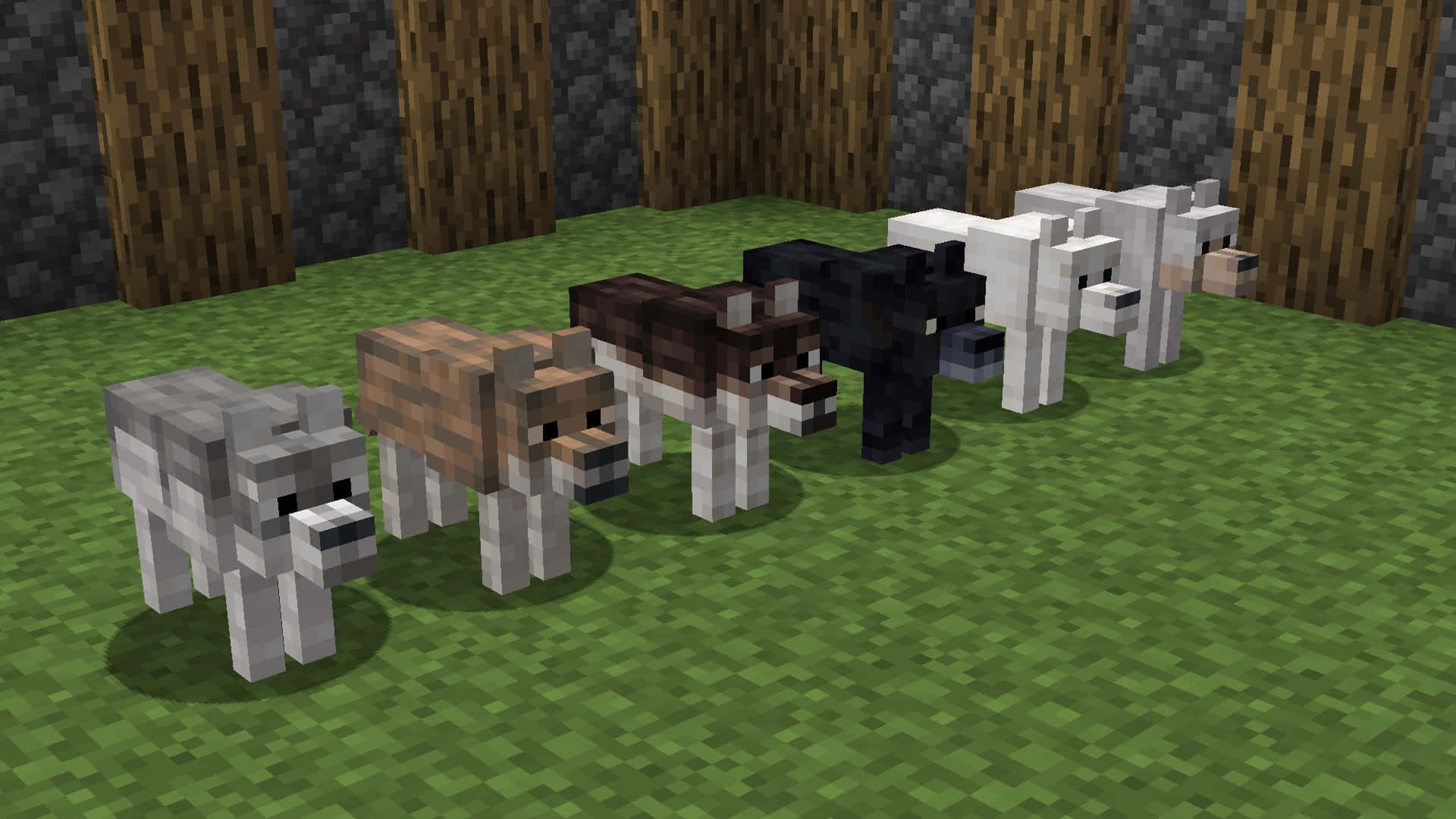 Majestueuze Minecraft Wolf Op Een Seren Landschap. Achtergrond