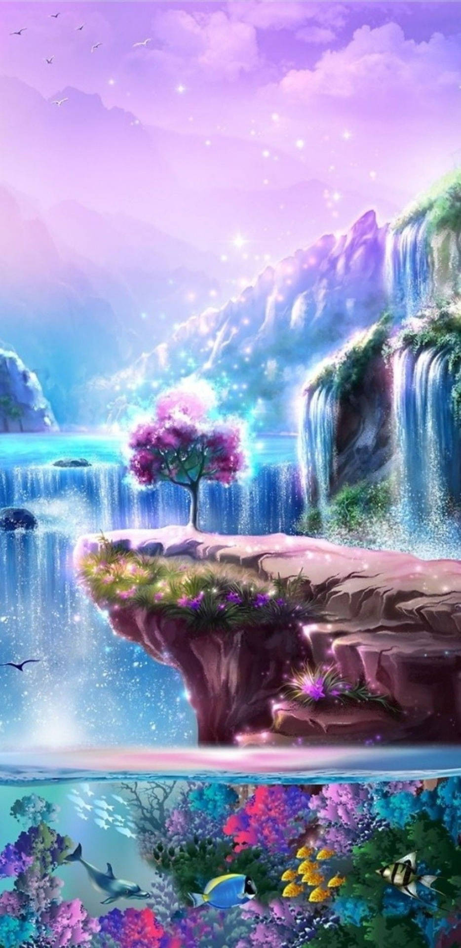 Flerfarvet Fantasy Land Wallpaper