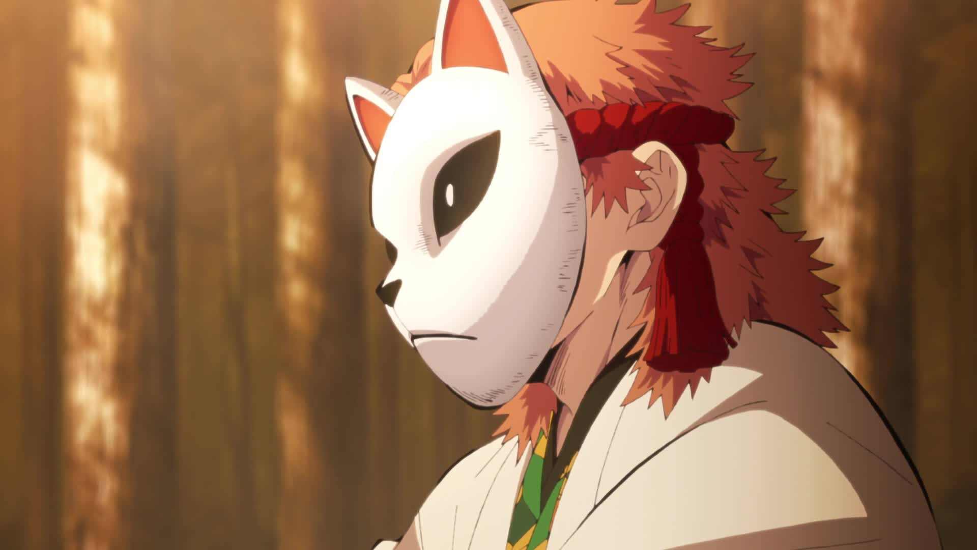 Einekatze, Die Eine Maske Im Wald Trägt. Wallpaper