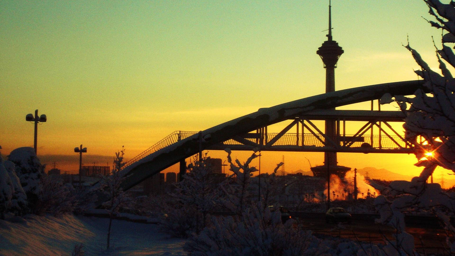 Teheran Bro Solnedgang Bakgrunnsbildet