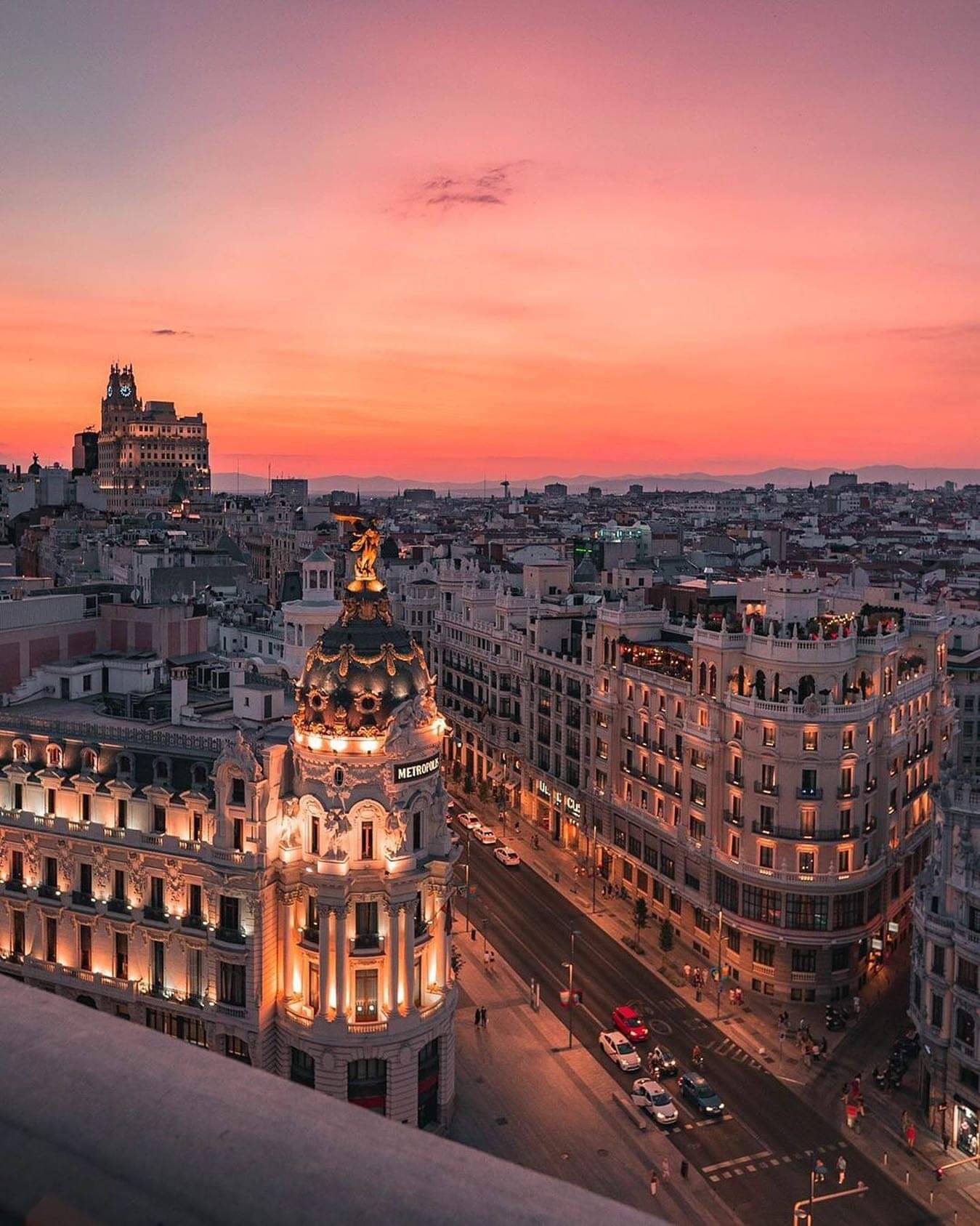 Atardecervintage De Madrid, España. Fondo de pantalla