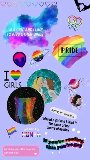 Collage Æstetisk LGBT på et lilla baggrund. Wallpaper