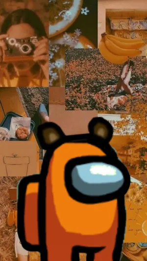 Amongus Ästhetisch Orange Collage Wallpaper