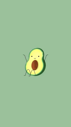 Een Schattige Avocado Met Open Ogen Op Een Groene Achtergrond Wallpaper