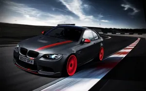 Nero E Rosso Bmw M3 In Un'autostrada Wallpaper