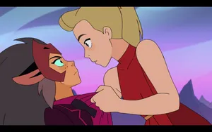 To karikerede figurer kysse hinanden Wallpaper