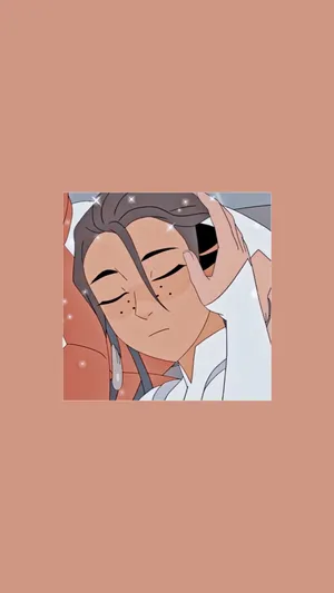 En pige holder sin telefon og kigger på den. Wallpaper