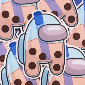 Papelde Parede Fofo De Among Us Com Bubble Tea. Wallpaper