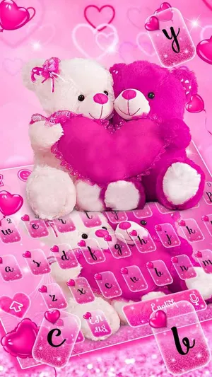 Beruang Teddy Pink Lucu Cinta Wallpaper