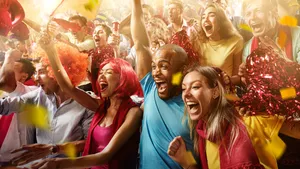 Perayaan Kerumunan Yang Euphorik Wallpaper