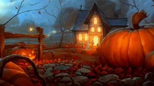 Fald Halloween Haunted House Wallpaper