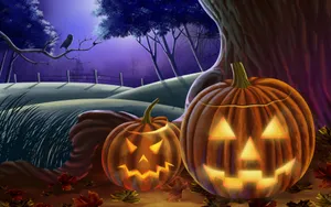 Halloween Aestetisk PC Lilla Himmel Tapet Wallpaper