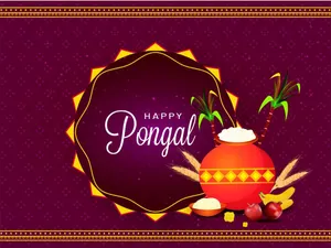 Poster Ungu Selamat Pongal Wallpaper