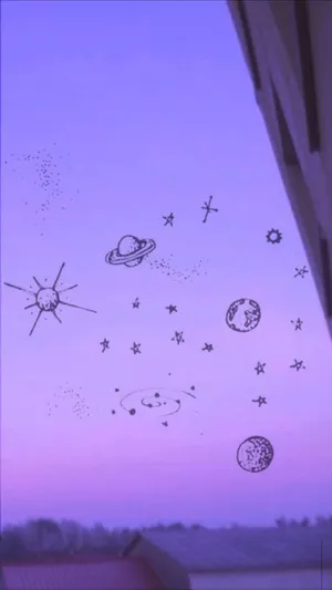 Een Raam Met Uitzicht Op De Sterren En Planeten Wallpaper