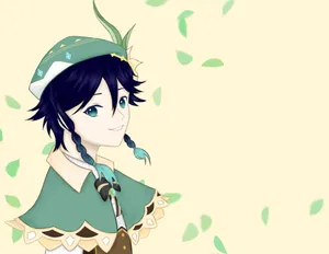 Rolig Venti Pfp Omgitt Av Frodige Grønne Blader Wallpaper