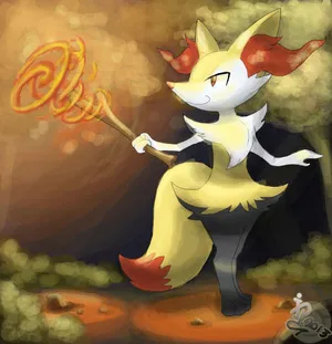 Mystieke Braixen Vuur Spin Wallpaper