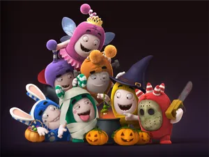 Oddbods Show Tegn Halloween Illustration Skrivebord Wallpaper Wallpaper