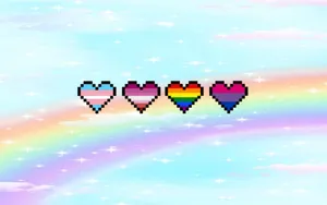Cœurs Pixel Rainbow Pride Sur Bureau Wallpaper