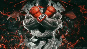Ryu Bærer Røde Handsker Street Fighter Wallpaper