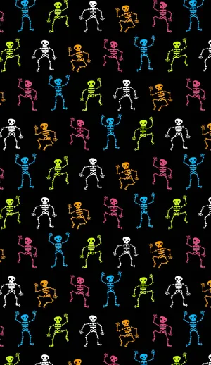 Seamløs Multifarvet Skelet Simpel Halloween Tapet Wallpaper