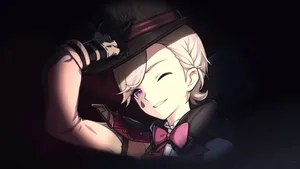 Hymyilevä Animehahmo Hattua Kumartaen Wallpaper