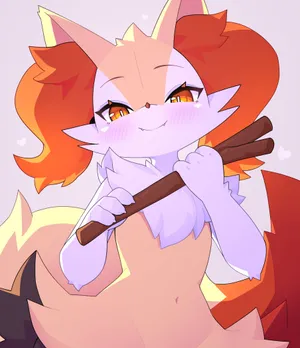 Glunderende Braixen Met Tak Wallpaper