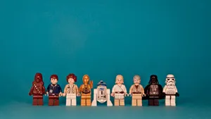 Karakter Star Wars Lego Di Latar Belakang Biru Wallpaper