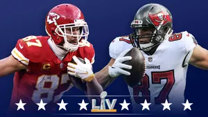 Superbowl Lv Kelce Gegen Gronkowski. Wallpaper