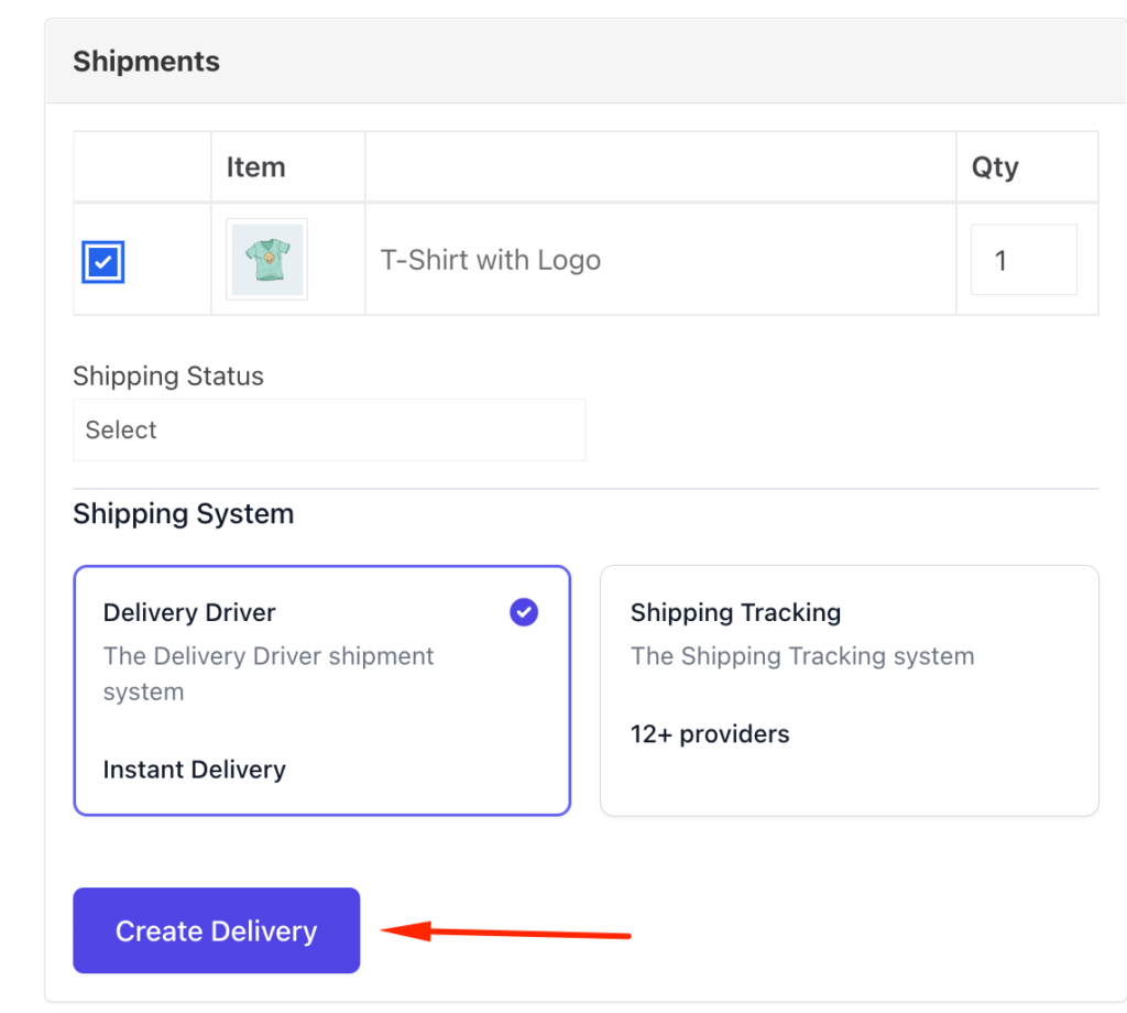 This image shows Dokan Delivery Driver plugin Create Delivery