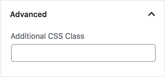 The advanced section lets you add a CSS class to your block.