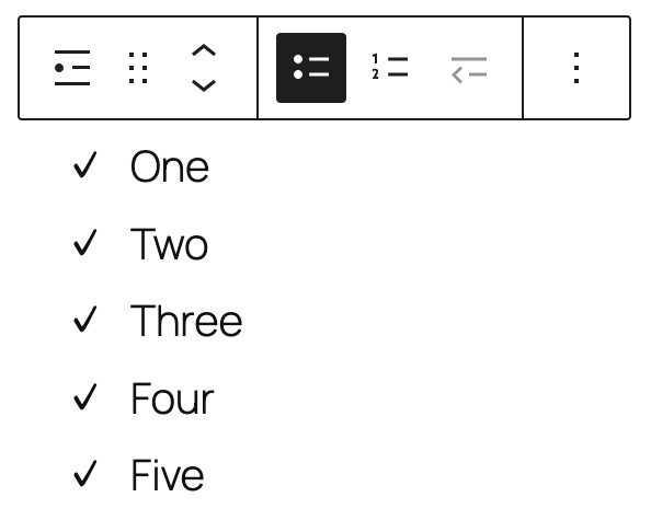 unordered list with checkmark