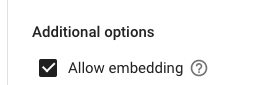 This setting can be found YouTube Studio:
Edit Video > More Options > Check "Allow embedding