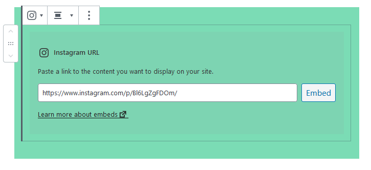 Editing the block URL via the "edit" option.